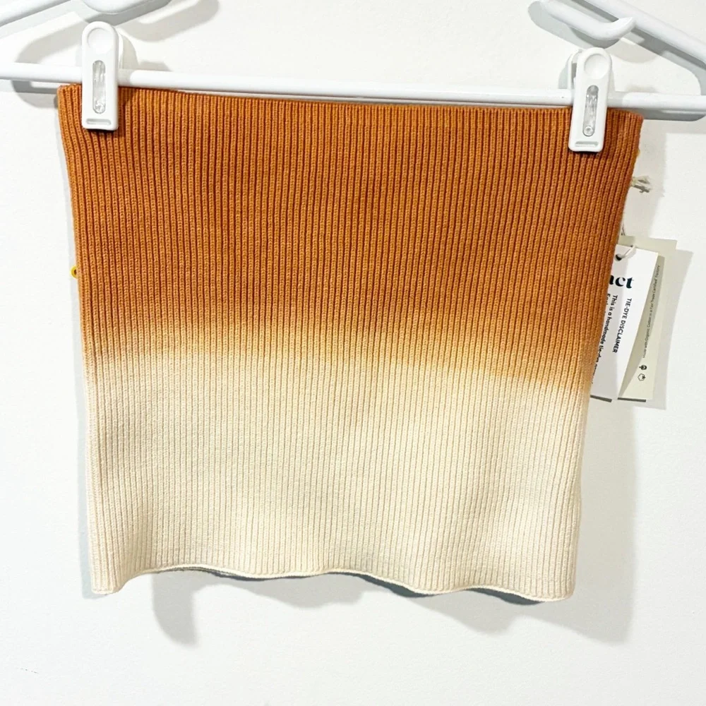 Pact Brown White Tie Dyed Ribbed Neck‎ Gator Scarf Multi Purpose NEW